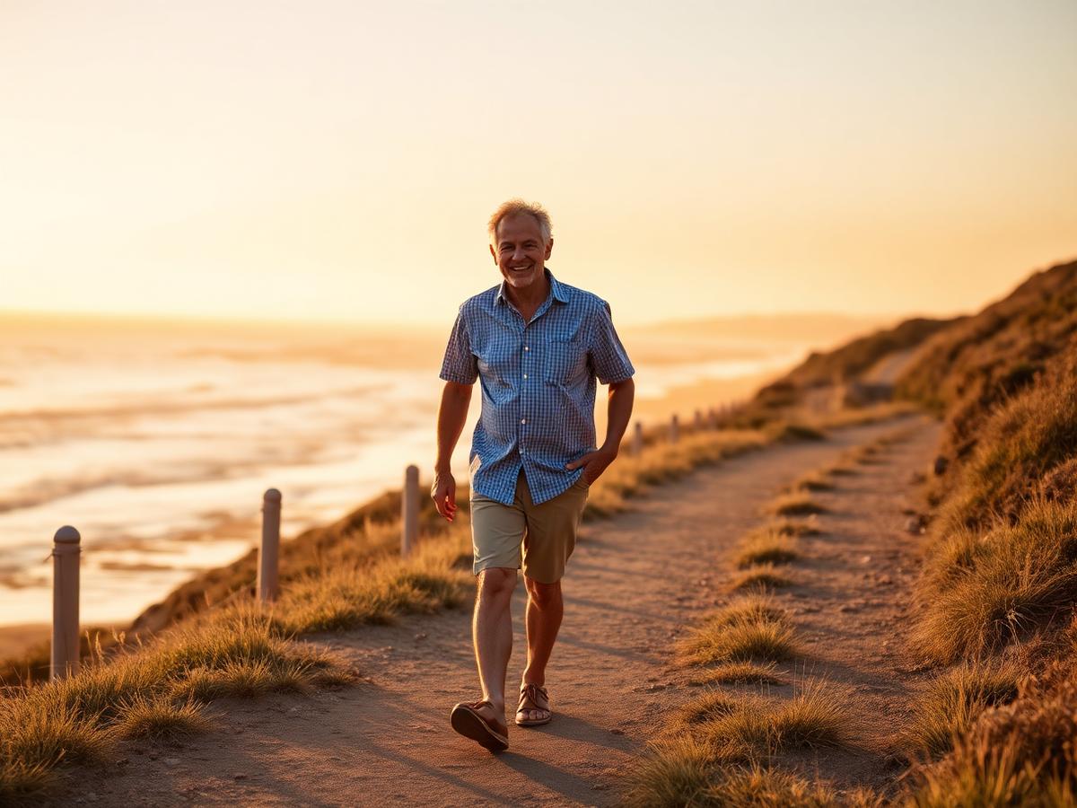 Retired Australian enjoying a coastal walk
